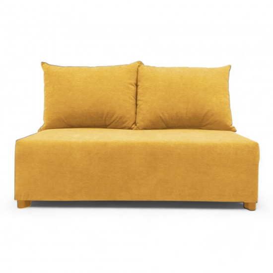 Two-seater sofa bed with storage box Yellow