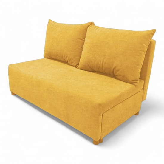 Two-seater sofa bed with storage box Yellow