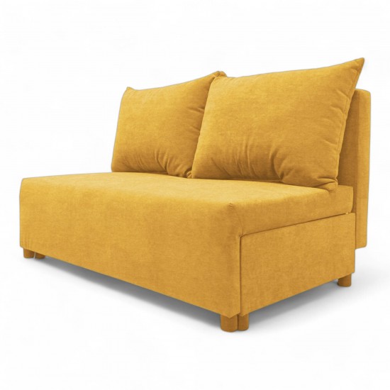 Two-seater sofa bed with storage box Yellow