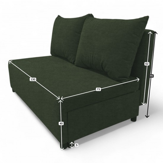 Divvietīgs izvelkams dīvāns ar veļas kasti Tirkīza zaļa