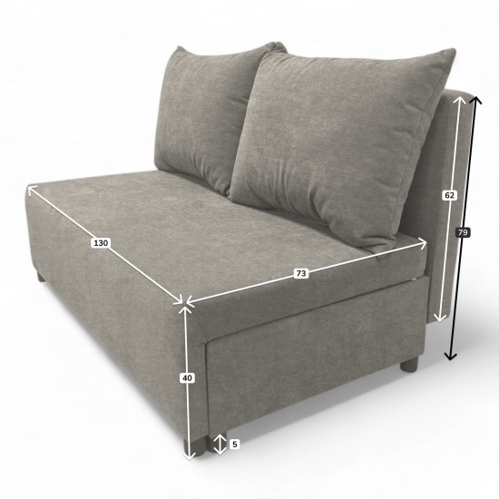 Two-seater sofa bed with storage box Light gray