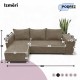 Corner sofa bed bed with table and poufs Beige