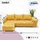 Corner sofa bed bed with table and poufs Yellow