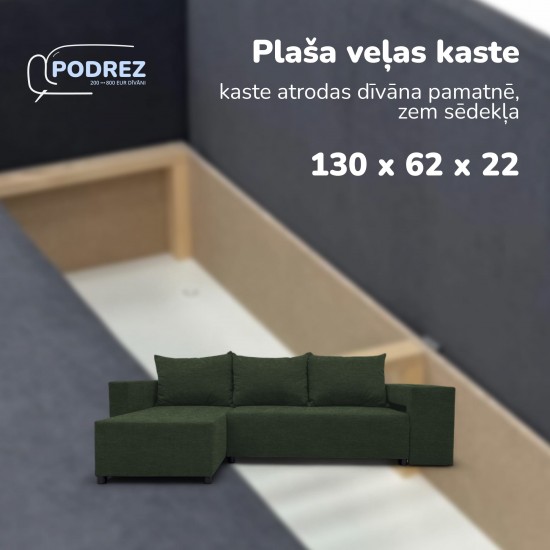 Stūra izvelkams dīvāns ar galdiņu un pufiem Tirkīza zaļa