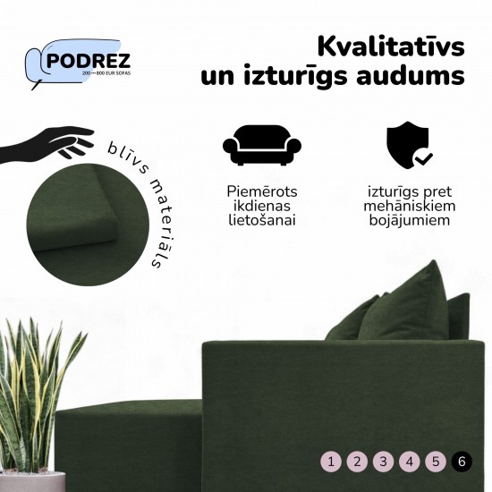 Stūra izvelkams dīvāns ar galdiņu un pufiem Tirkīza zaļa