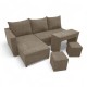 Corner sofa bed bed with table and poufs Beige
