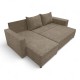 Corner sofa bed bed with table and poufs Beige
