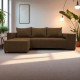 Corner sofa bed bed with table and poufs Brown
