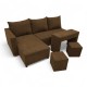 Corner sofa bed bed with table and poufs Brown