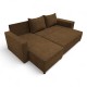 Corner sofa bed bed with table and poufs Brown