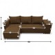 Corner sofa bed bed with table and poufs Brown