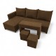 Corner sofa bed bed with table and poufs Brown