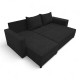 Corner sofa bed bed with table and poufs Graphite