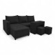 Corner sofa bed bed with table and poufs Graphite