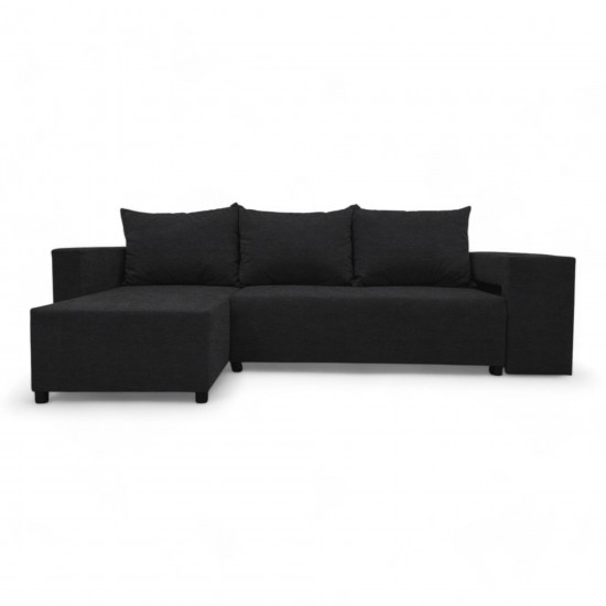 Corner sofa bed bed with table and poufs Graphite