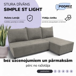 Stūra izvelkams dīvāns-gulta Gaiši pelēka