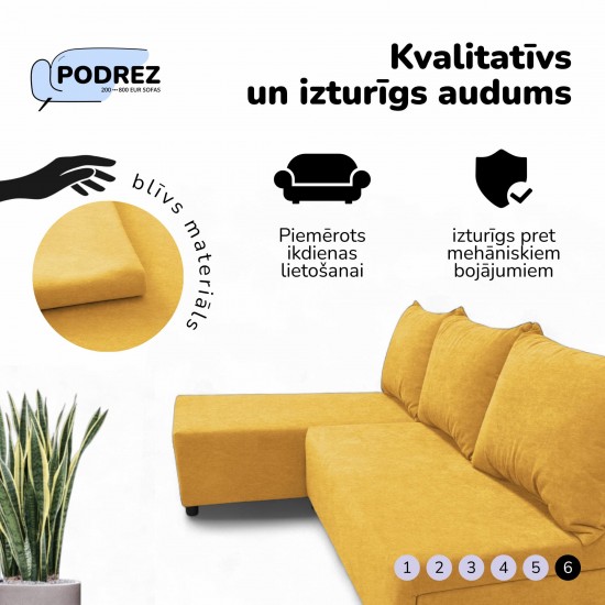 Corner sofa bed bed Yellow