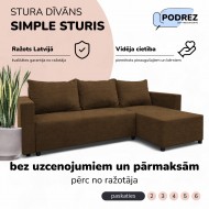 Stūra izvelkams dīvāns ar kasti Brūna