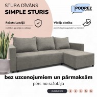 Stūra izvelkams dīvāns ar kasti Gaiši pelēka