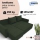 Corner sofa bed with storage box Turquoise green