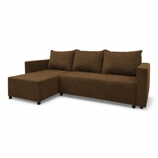 Corner sofa bed with storage box Brown