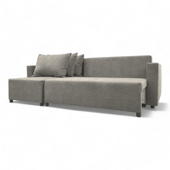 Corner sofa bed with storage box Light gray