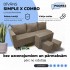 Simple X Combo double sofa bed with table and poufs Beige