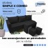 Simple X Combo double sofa bed with table and poufs Graphite