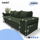 Simple X Combo double sofa bed with table and poufs Turquoise green