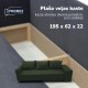 Simple X Combo double sofa bed with table and poufs Turquoise green