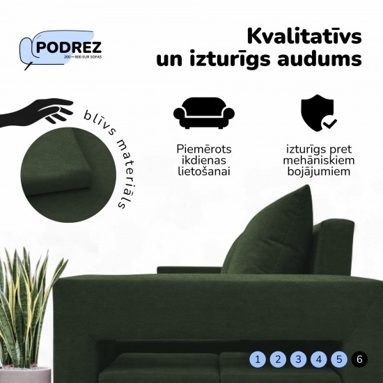 Simple X Combo double sofa bed with table and poufs Turquoise green