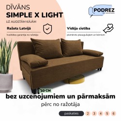 Divvietīgs izvelkamais dīvāns bez roku balstiem Simple X Light Brūna