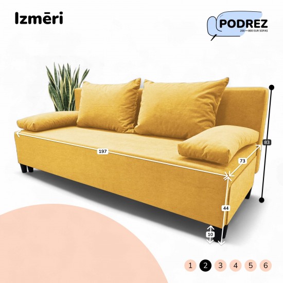 Simple X Light double sofa bed Yellow