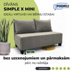 Divvietīgs izvelkamais dīvāns Simple X Mini Gaiši pelēka