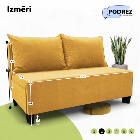 Simple X Mini double sofa bed Yellow