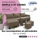 Simple X St Combo corner sofa bed with table and poufs Beige