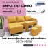 Simple X St Combo corner sofa bed with table and poufs Yellow