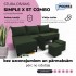 Simple X St Combo corner sofa bed with table and poufs Turquoise green