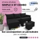 Stūra izvelkamais dīvāns ar galdiņu un pufiem Simple X St Combo Grafīta