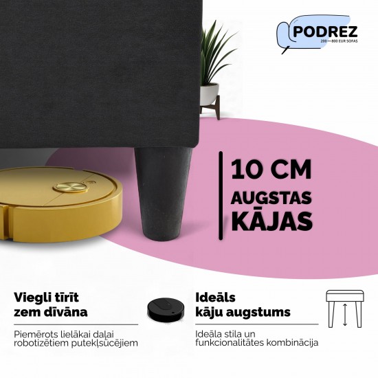 Stūra izvelkamais dīvāns ar galdiņu un pufiem Simple X St Combo Grafīta