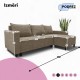 Simple X St Combo corner sofa bed with table and poufs Beige