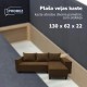 Simple X St Combo corner sofa bed with table and poufs Brown