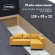 Simple X St Combo corner sofa bed with table and poufs Yellow