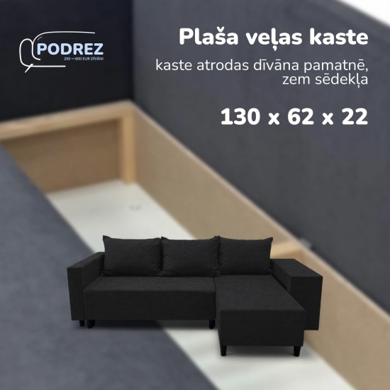 Stūra izvelkamais dīvāns ar galdiņu un pufiem Simple X St Combo Grafīta