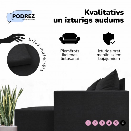 Stūra izvelkamais dīvāns ar galdiņu un pufiem Simple X St Combo Grafīta