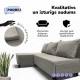 Simple X St Light corner sofa bed Light gray