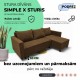 Simple X Sturis corner sofa bed with storage box Brown