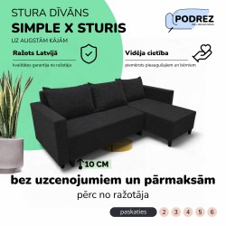 Simple X Sturis corner sofa bed with storage box Graphite