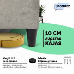 Stūra izvelkamais dīvāns ar kasti Simple X Sturis Gaiši pelēka