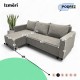 Simple X Sturis corner sofa bed with storage box Light gray